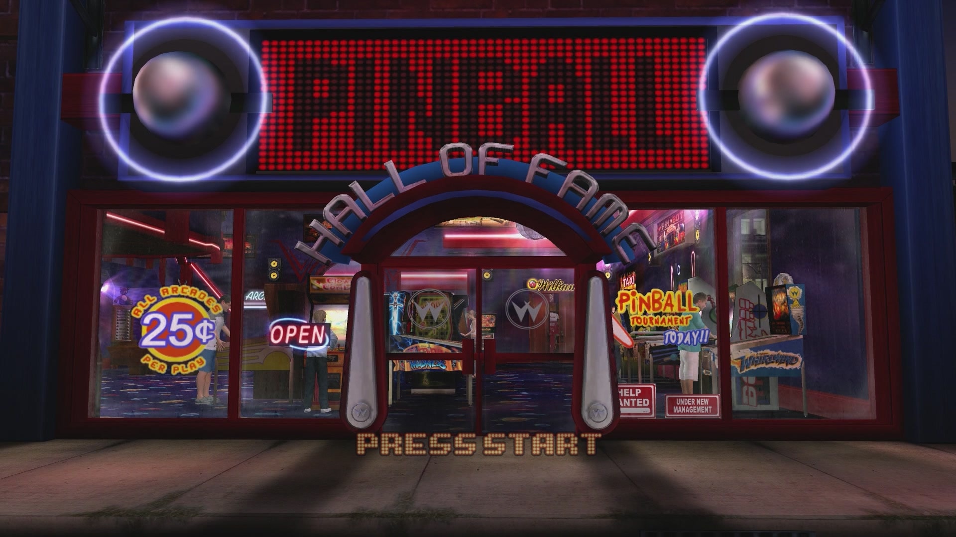 William's Pinball Classics title screen for Xbox 360